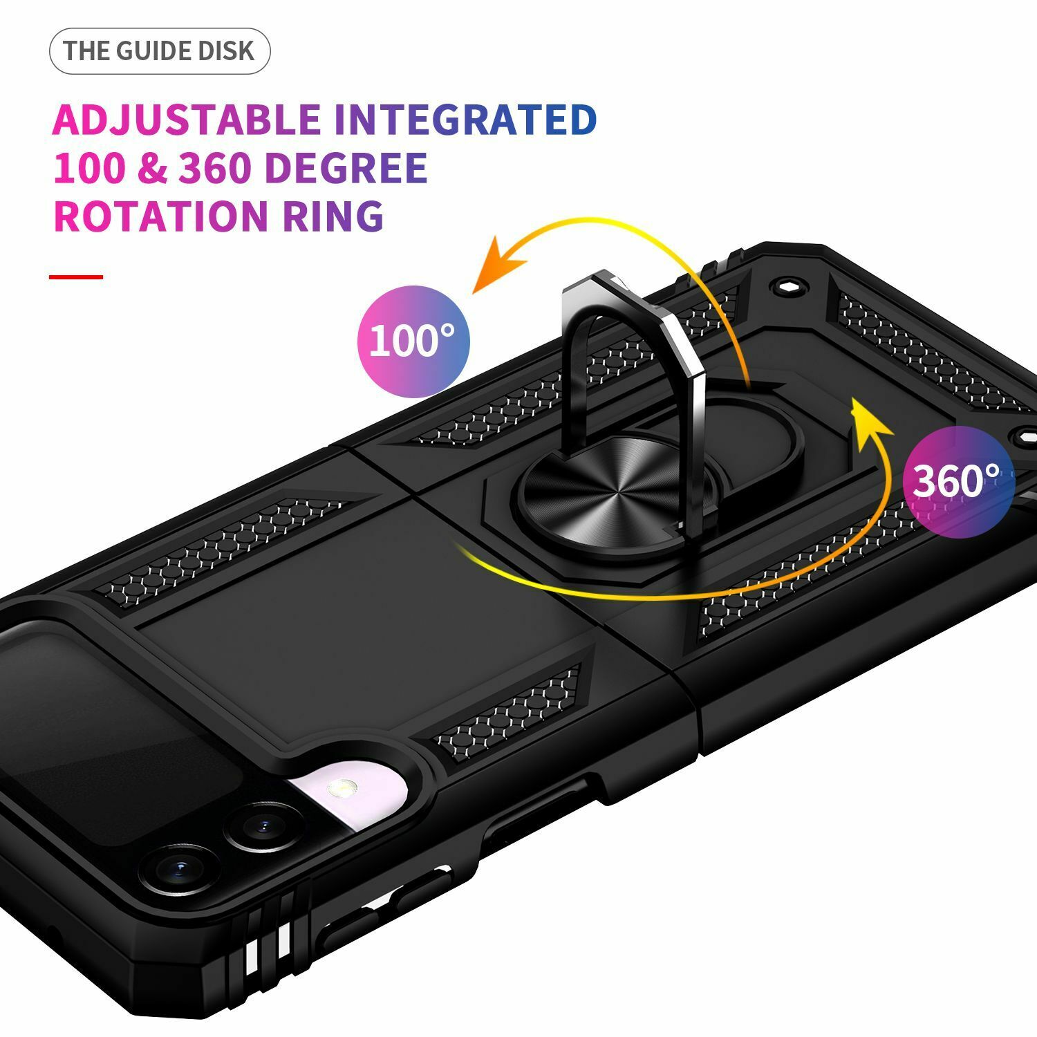 Protectores para celular  para Samsung  Z Flip 3 / Z Flip 4 Funda reforzada con anillo v2 Negro
